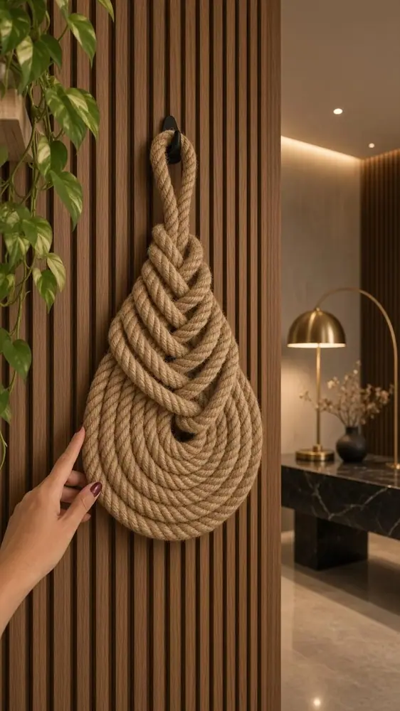 El Yapımı Halat İp Duvar Süsü 53 cm – Salon Duvar Aksesuarı 1